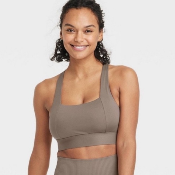 all in motion Other - NWT Women’s All in Motion Taupe Square Neck Cross Back Sports Bra Medium Support